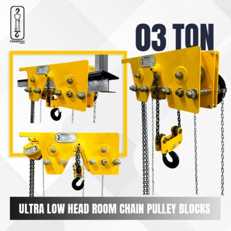 Ultra Low Headroom Chain Pulley Block Trolley, up to 20 Ton Capacity