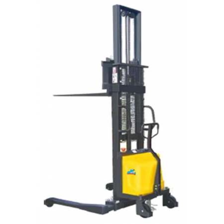 NKSESA-III-1030YEL, Semi Electric Stacker with Adjustable Fork and Straddle Leg, Capacity 1500 Kg, Lift Height 3500 MM
