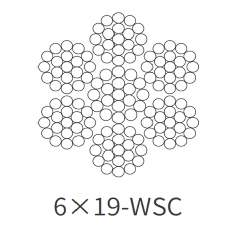 6×19-WSC — Elevator door machine rope, Pre-formed, galvanized, right-hand twist; fine specifications, good rust resistance, high fatigue life