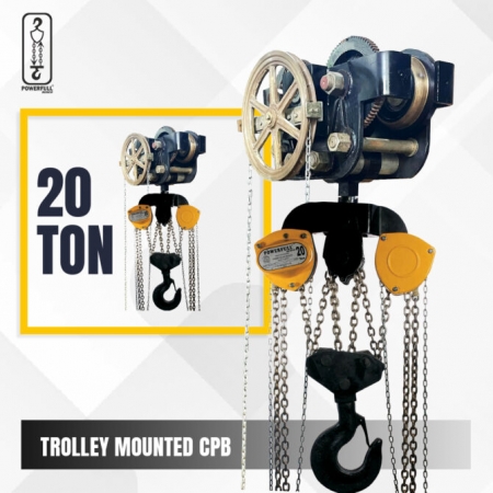 Trolley Mounted Chain Pulley Block, Available up to 50 Ton Capacity