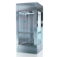 Hairline Stainless Steel - Flat Laminated Glass Panoramic Elevator Cabin - GNTK 19